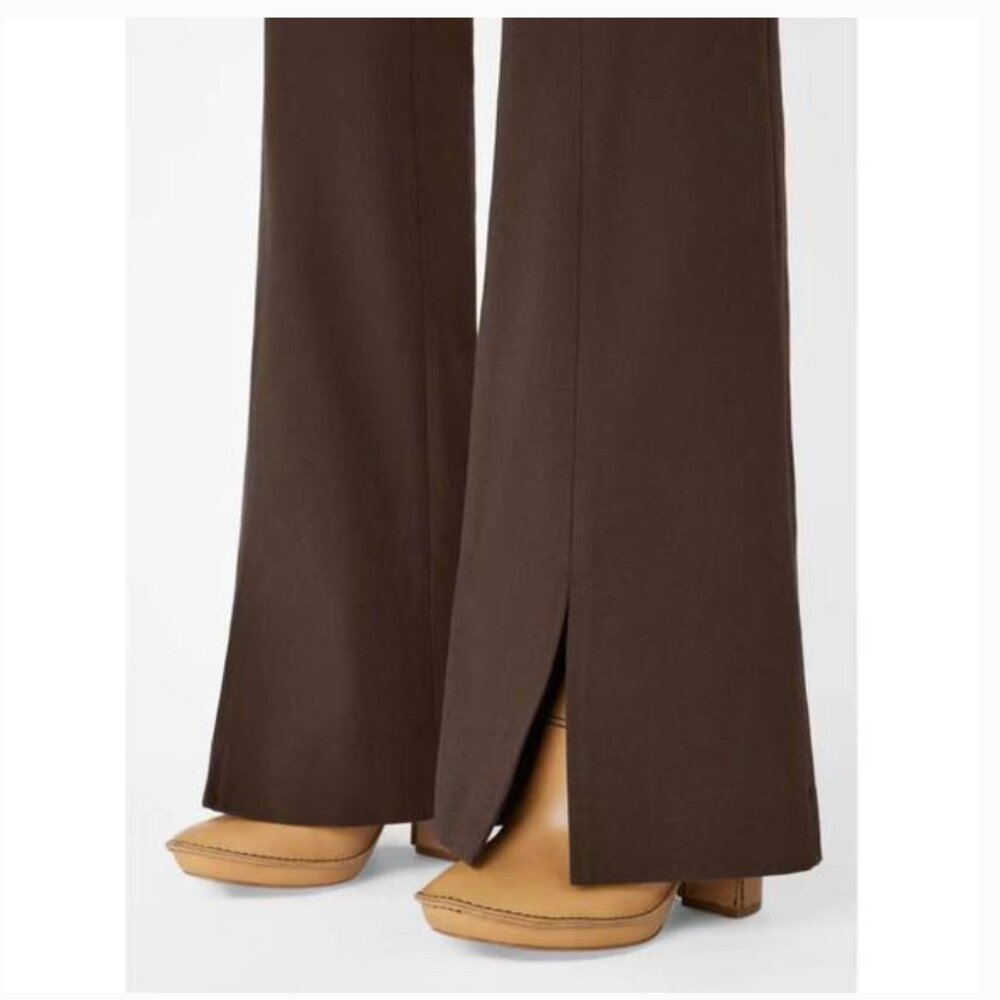 NWOT Frame Le High Flare Split Hem Trouser Pants Brown Size 2 Work Office Career - Picture 2 of 16